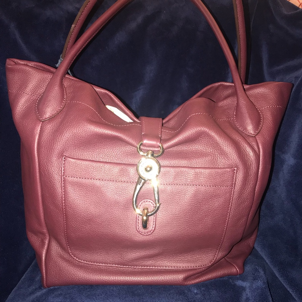 Dooney & Bourke Burgundy Logo Lock Tote